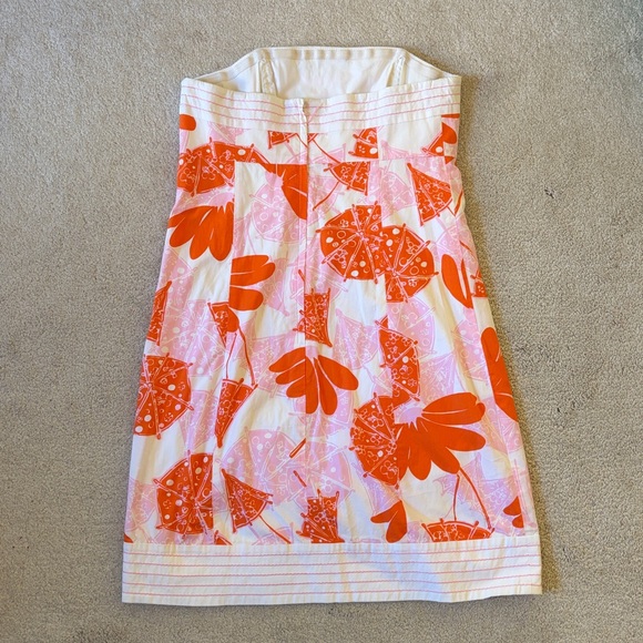 LIKE NEW Lilly Pulitzer Women's Size 6 Floral & Umbrellas Print Strapless Dress - Picture 5 of 12